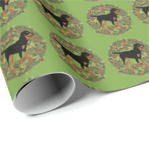 Rottweiler Natural Wreath Wrapping Paper