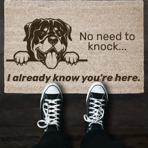 Rottweiler No Need to Knock Fiber Doormat