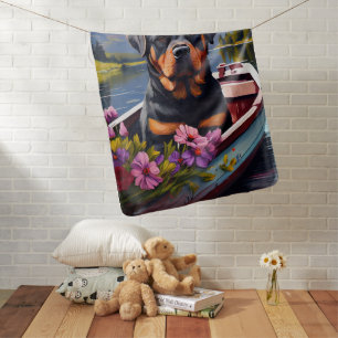 Rottweiler on a Paddle: A Scenic Adventure Baby Blanket