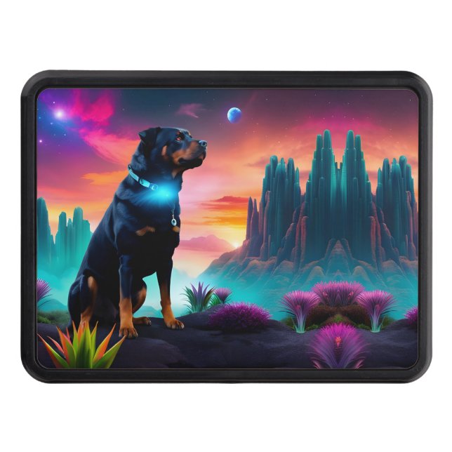 Rottweiler on an Alien World Hitch Cover (Front)