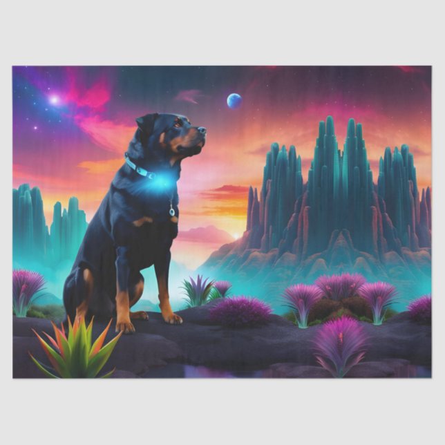 Rottweiler on an Alien World Tissue Paper (Front)