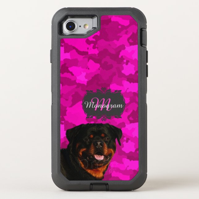 Rottweiler on Pink Otterbox iPhone Case (Back)