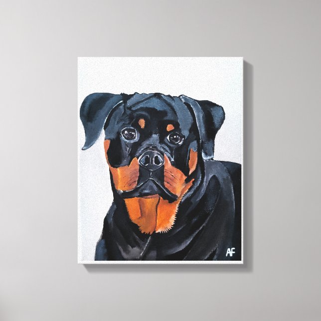Rottweiler Painting by Alfred Fox Canvas Print (Front)