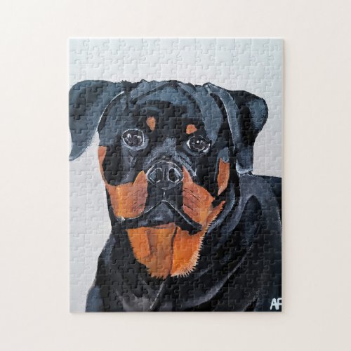 Rottweiler Painting by Alfred Fox Jigsaw Puzzle