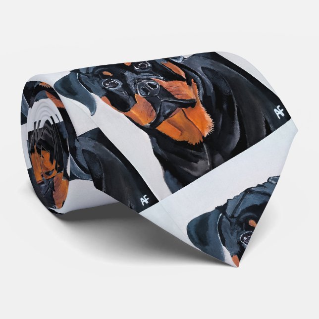 Rottweiler Painting by Alfred Fox Neck Tie (Rolled)