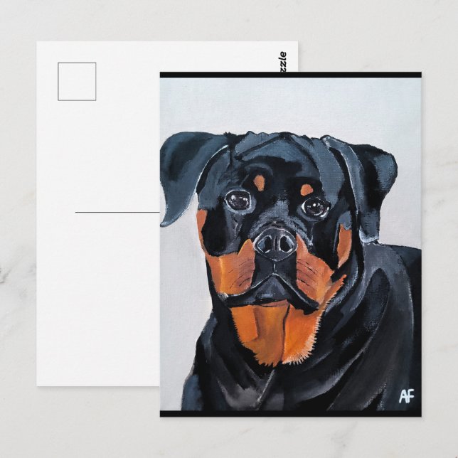Rottweiler Painting by Alfred Fox Postcard (Front/Back)