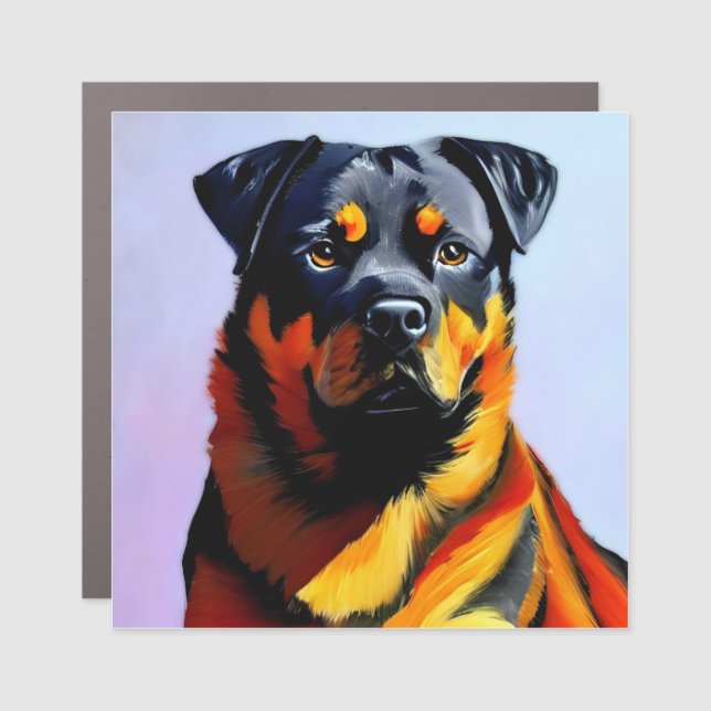 Rottweiler painting car magnet (Front)