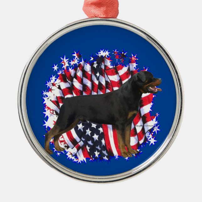 Rottweiler Patriot Metal Ornament (Front)