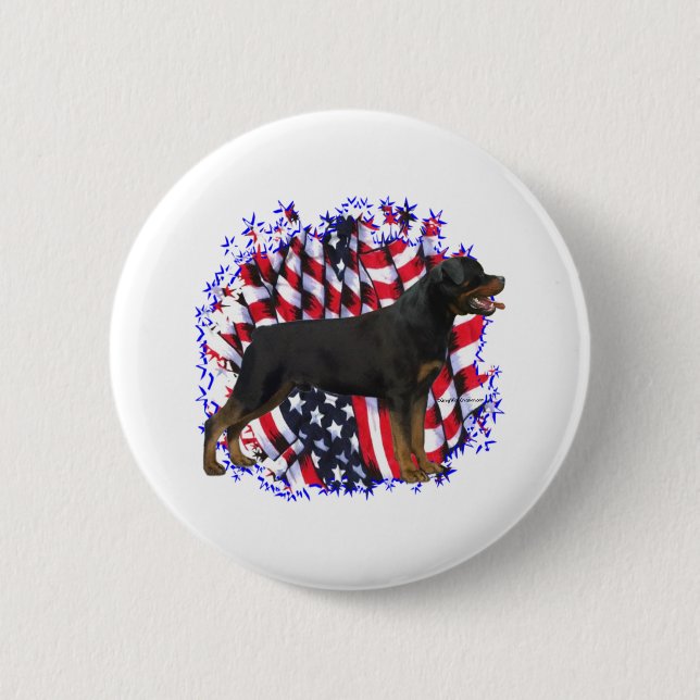 Rottweiler Patriot Pinback Button (Front)