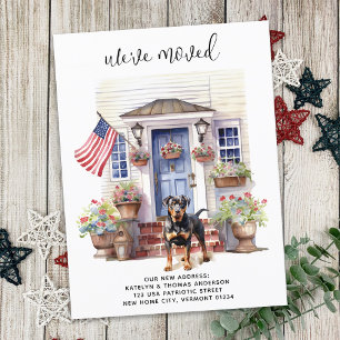 Rottweiler Patriotic Personalized Pet Dog Moving Announcement Postcard