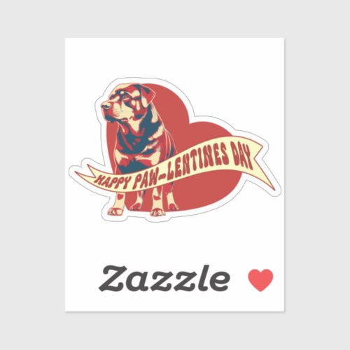 Rottweiler Pawlentines Day Vinyl Sticker