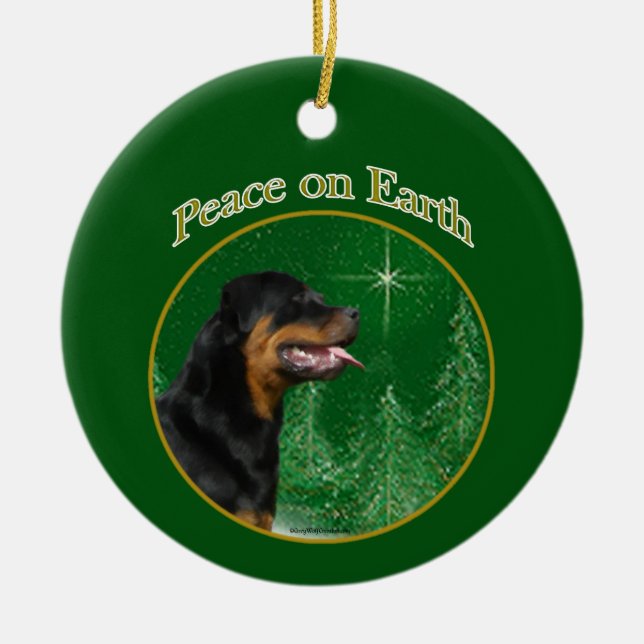 Rottweiler Peace Ceramic Ornament (Front)