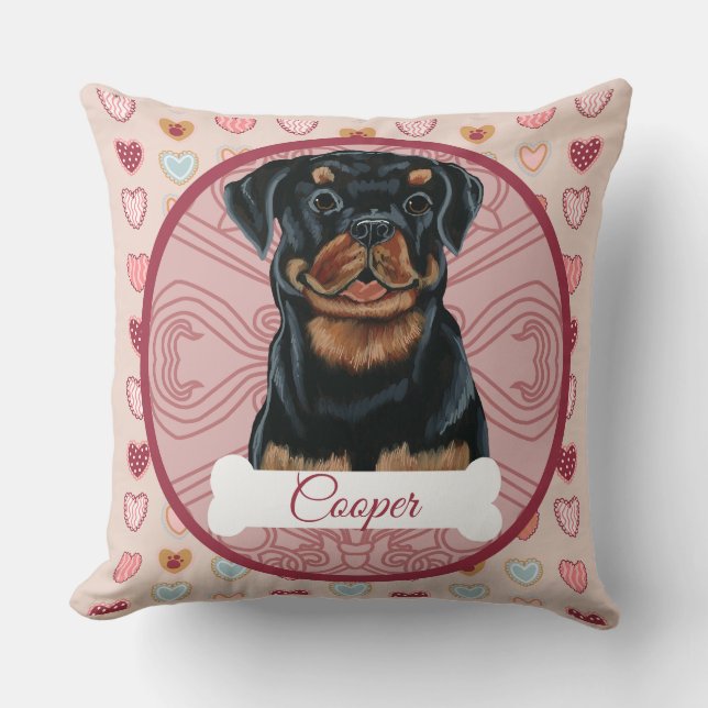 Rottweiler Personalize Valentine Pillow (Front)