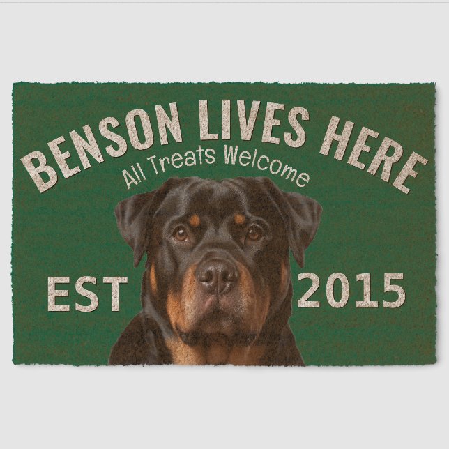 Rottweiler Personalized Fiber Doormat (Front)