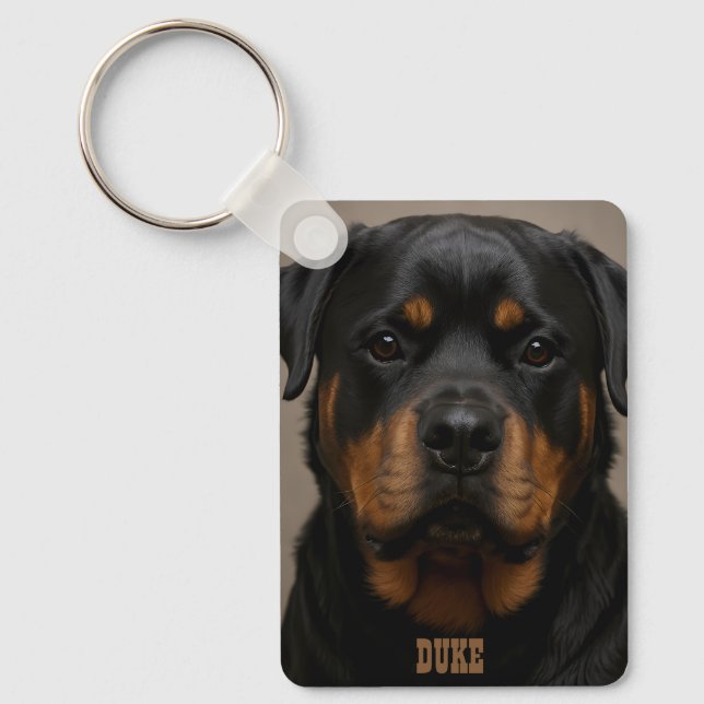Rottweiler Personalized Photo Name Keychain (Front)
