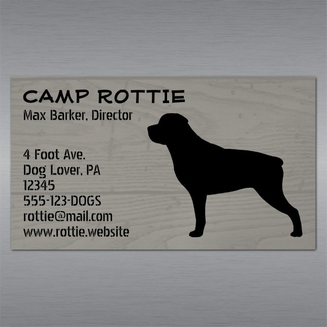 Rottweiler Pet Dog Silhouette | Rottie Rustic Business Card Magnet (Creator Uploaded)