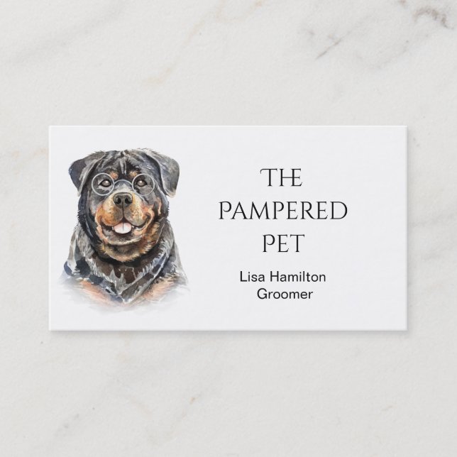 Rottweiler Pet Groomer/Vet/Sitters Business Card (Front)
