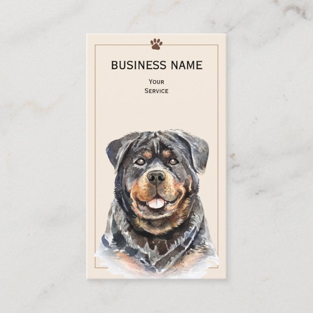 Rottweiler  Pet Groomer/Vet/Sitters Business Card (Front)