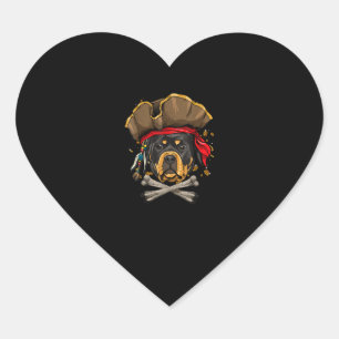 Rottweiler Pirate Dog Halloween Jolly Roger Gift . Heart Sticker