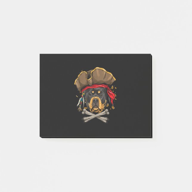 Rottweiler Pirate Dog Halloween Jolly Roger Gift . Post-it Notes (Front)