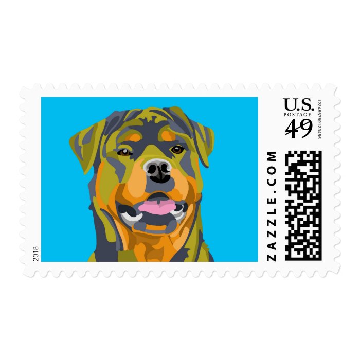 Rottweiler Pop Art Postage Stamp (Light Blue)