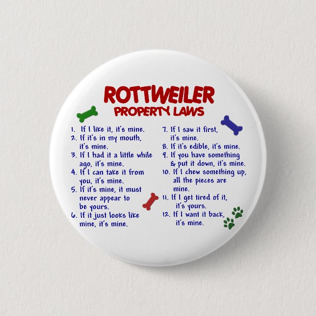 ROTTWEILER Property Laws 2 Button (Front)