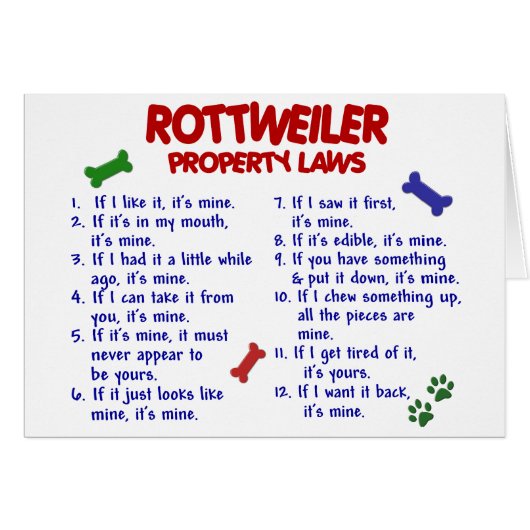 ROTTWEILER Property Laws 2 Cards (Front Horizontal)