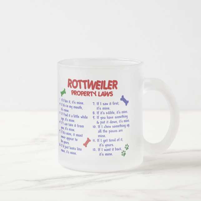 ROTTWEILER Property Laws 2 Frosted Glass Coffee Mug (Right)