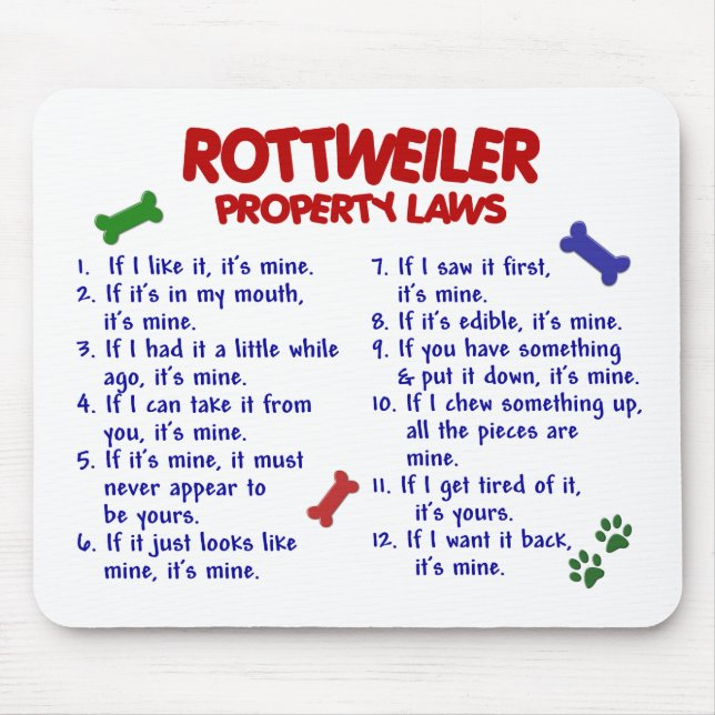 ROTTWEILER Property Laws 2 Mouse Pad (Front)