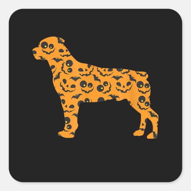 rottweiler pumpkin bat funny halloween square sticker (Front)