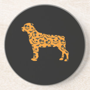 Rottweiler Pumpkin Bat Shape Funny Scary Halloween Coaster