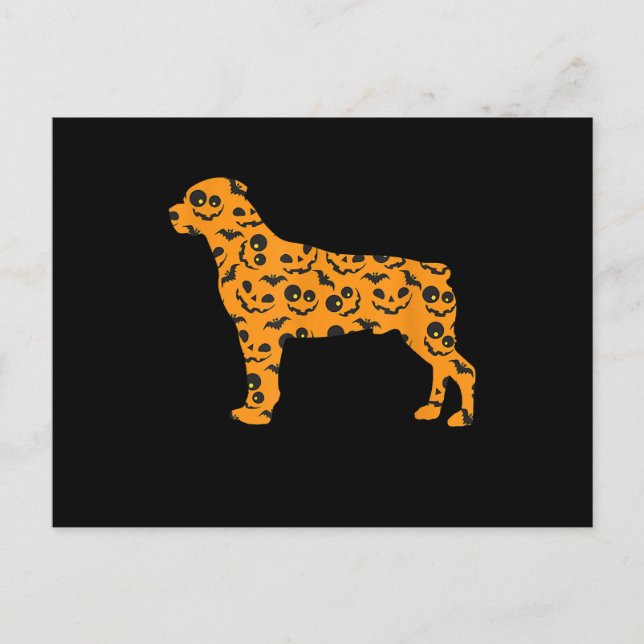 Rottweiler Pumpkin Bat Shape Funny Scary Halloween Holiday Postcard (Front)
