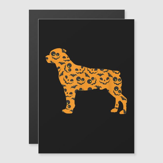rottweiler pumpkin bat shape funny scary halloween magnetic invitation (Front/Back)