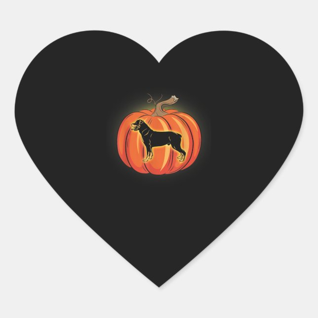 Rottweiler Pumpkin Halloween Costume Dog Heart Sticker (Front)