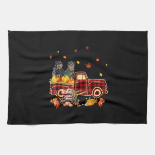 Rottweiler Pumpkin Truck Fall Leaf Thanksgiving Kitchen Towel