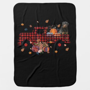 Rottweiler Pumpkin Truck Thanksgiving Halloween Baby Blanket