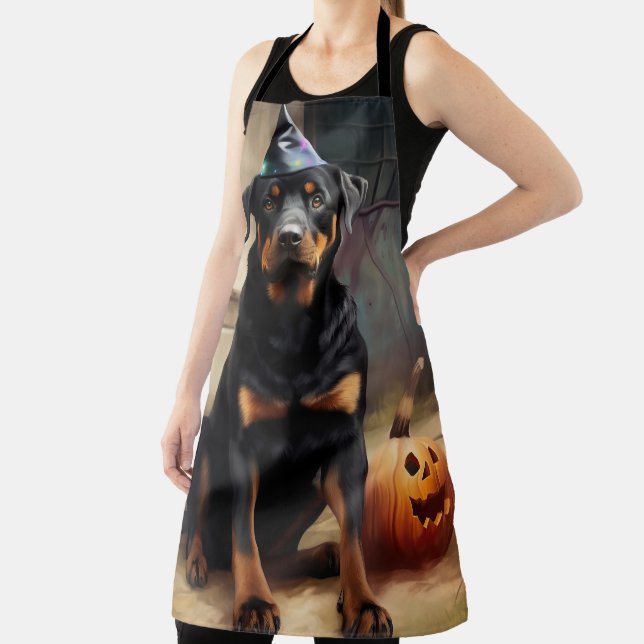 Rottweiler Pumpkins Halloween Scary  Apron (Insitu)