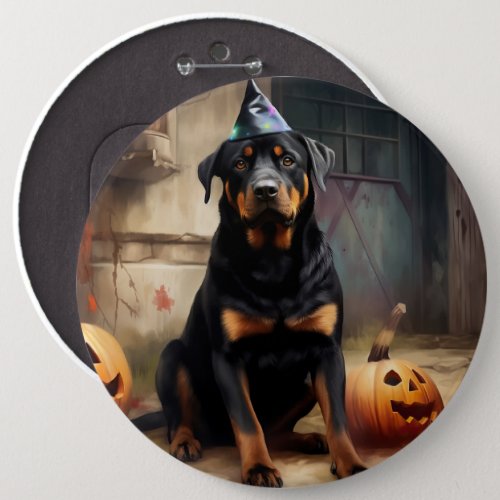 Rottweiler Pumpkins Halloween Scary  Button
