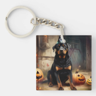 Rottweiler Pumpkins Halloween Scary Keychain
