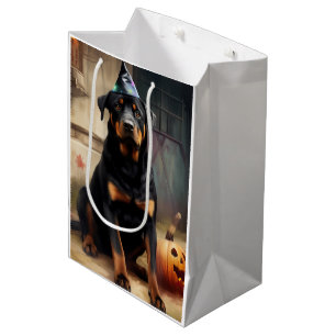 Rottweiler Pumpkins Halloween Scary  Medium Gift Bag