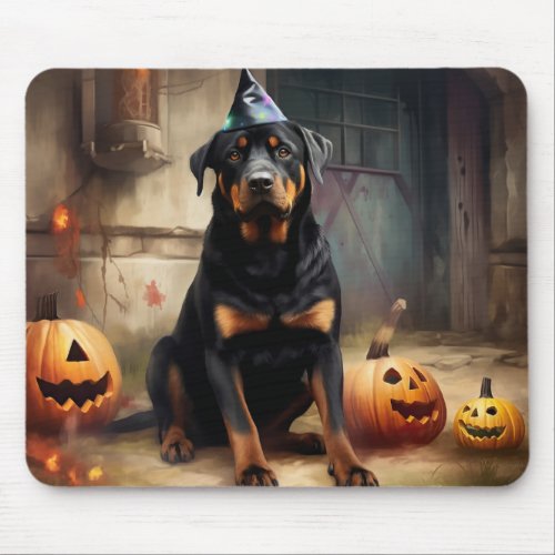 Rottweiler Pumpkins Halloween Scary  Mouse Pad