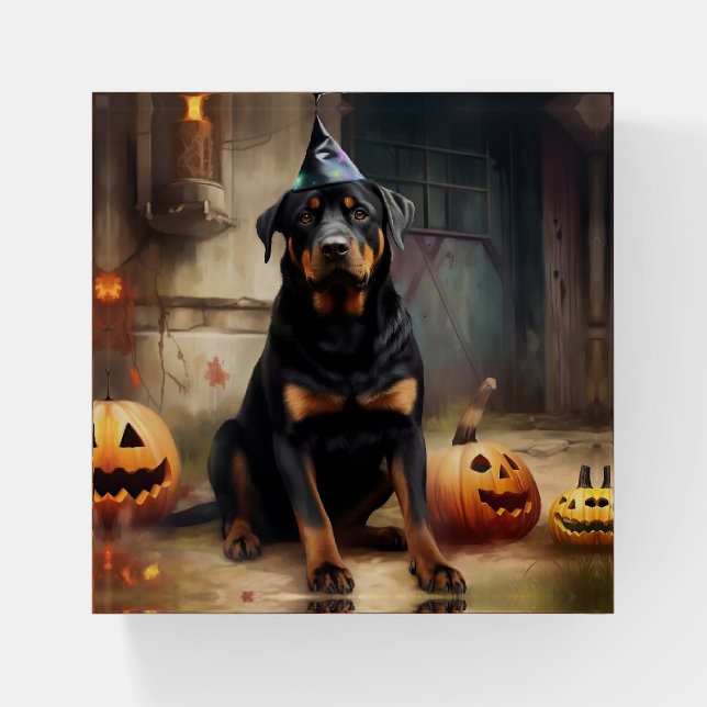 Rottweiler Pumpkins Halloween Scary  Paperweight (Front)