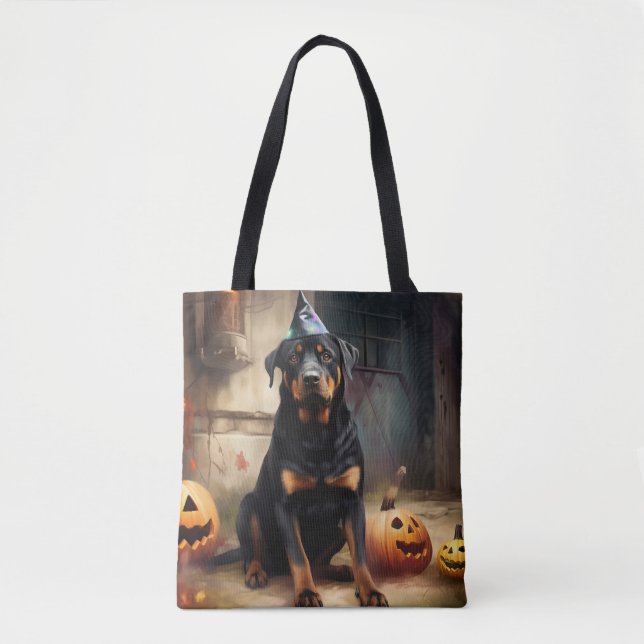 Rottweiler Pumpkins Halloween Scary  Tote Bag (Front)