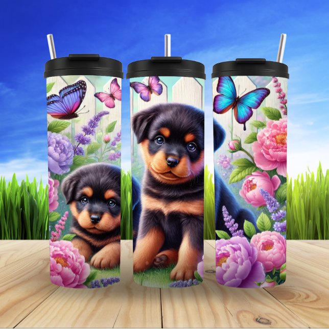 Rottweiler Puppies in Bloom Thermal Tumbler (Creator Uploaded)