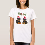 Rottweiler Puppies Santa Hat T- Shirt at Zazzle