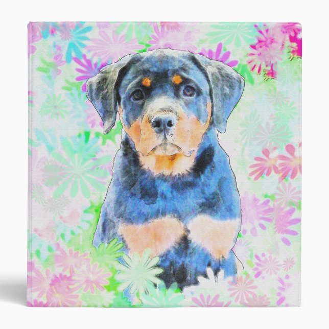 Rottweiler Puppy 3 Ring Binder (Front)