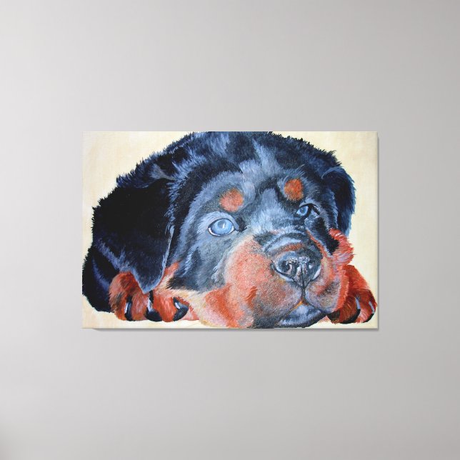 Rottweiler Puppy Artistic Pet Portrait Canvas Print (Front)
