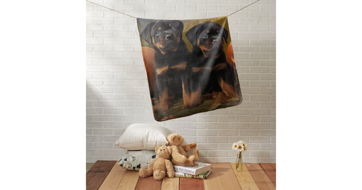 Rottweiler Puppy Autumn Delight Pumpkin Baby Blanket Zazzle