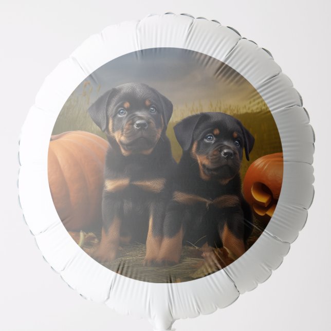Rottweiler Puppy Autumn Delight Pumpkin Balloon (Front)