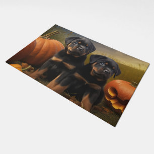 Rottweiler Puppy Autumn Delight Pumpkin Doormat